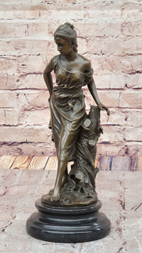 Young Woman in Flowing Gown Bronze Sculpture A. Carrier