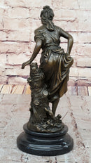 Young Woman in Flowing Gown Bronze Sculpture A. Carrier