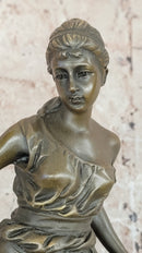 Young Woman in Flowing Gown Bronze Sculpture A. Carrier
