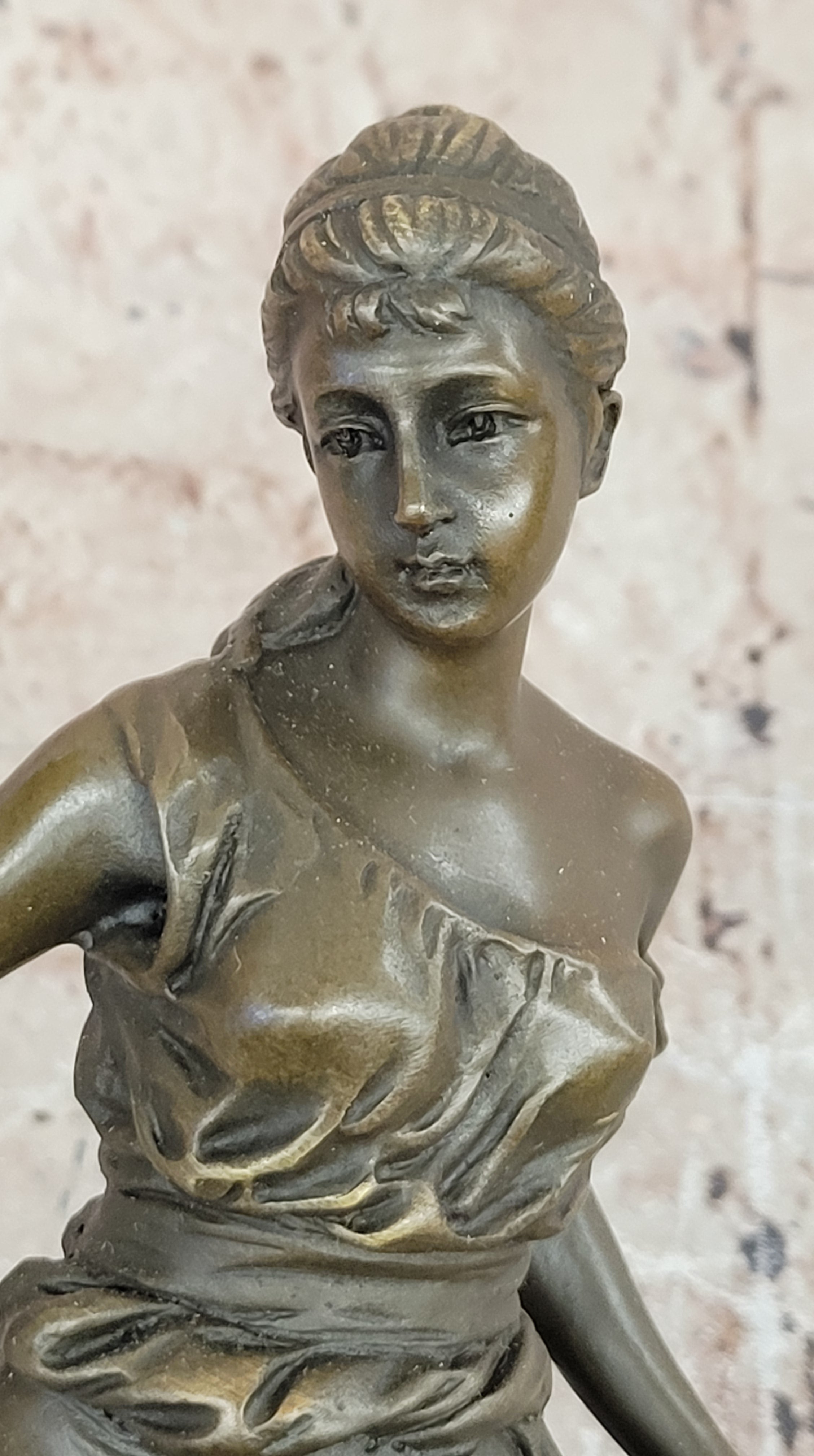 Young Woman in Flowing Gown Bronze Sculpture A. Carrier