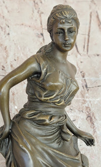 Young Woman in Flowing Gown Bronze Sculpture A. Carrier