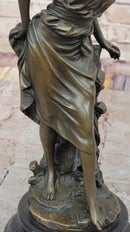 Young Woman in Flowing Gown Bronze Sculpture A. Carrier