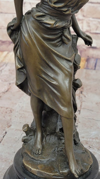 Young Woman in Flowing Gown Bronze Sculpture A. Carrier