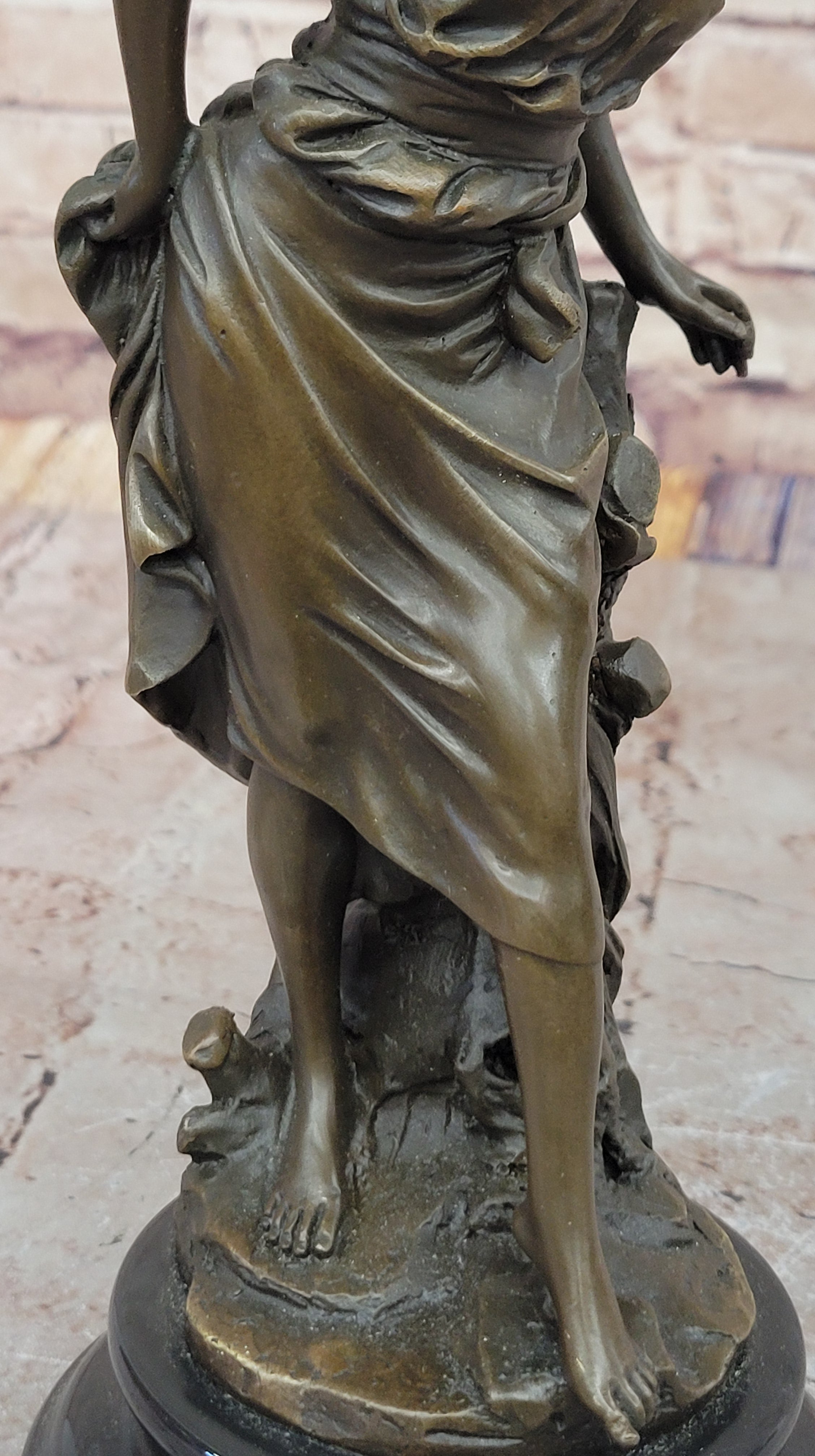 Young Woman in Flowing Gown Bronze Sculpture A. Carrier