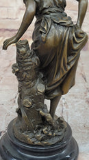 Young Woman in Flowing Gown Bronze Sculpture A. Carrier
