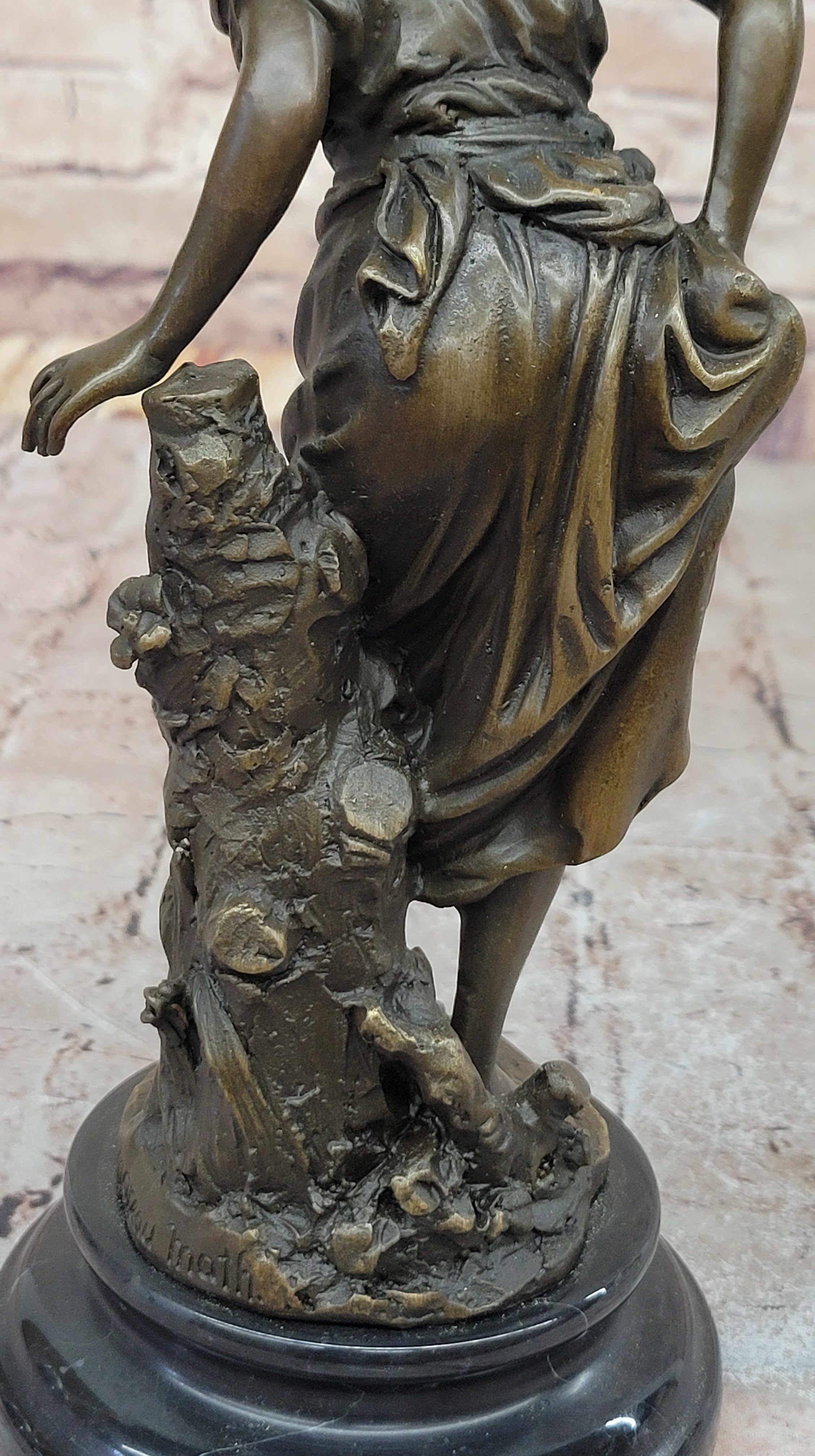 Young Woman in Flowing Gown Bronze Sculpture A. Carrier