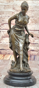 Young Woman in Flowing Gown Bronze Sculpture A. Carrier