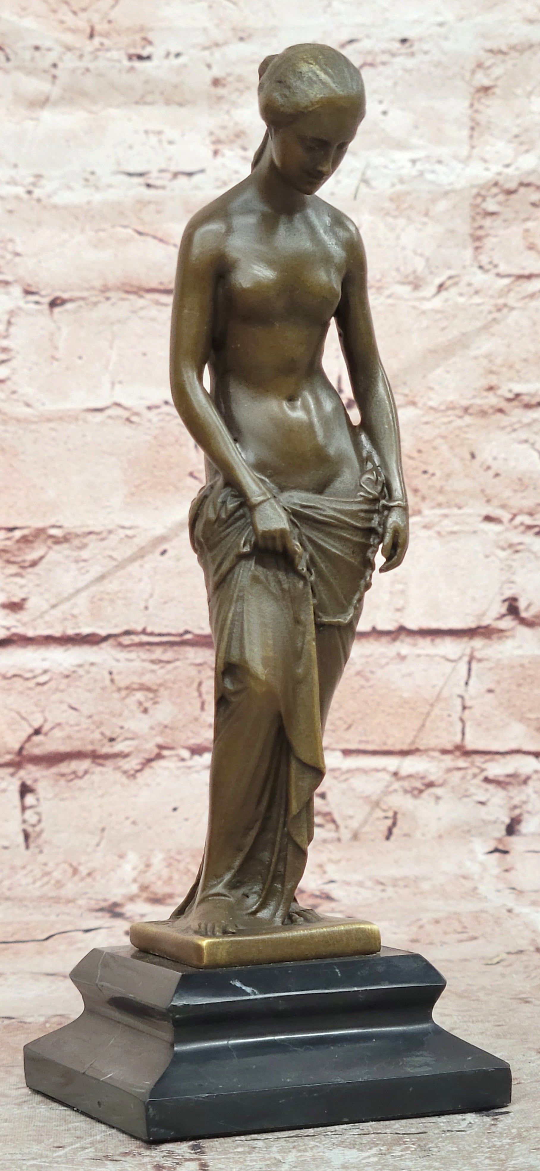 Signed Milo Venus Taking a bath Woman Greek Goddess Female Bronze Sculpture