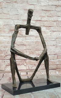 Abstract Modern Art of a Man Giacometti Inspired Bronze Sculpture Figurine Statue