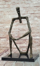 Abstract Modern Art of a Man Giacometti Inspired Bronze Sculpture Figurine Statue