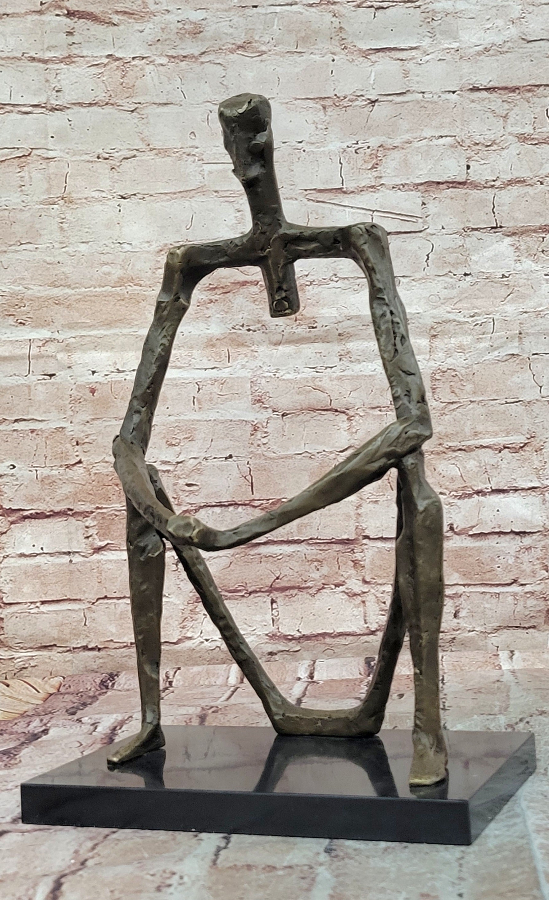 Abstract Modern Art of a Man Giacometti Inspired Bronze Sculpture Figurine Statue