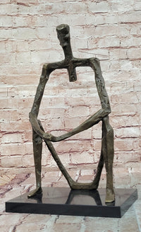 Abstract Modern Art of a Man Giacometti Inspired Bronze Sculpture Figurine Statue