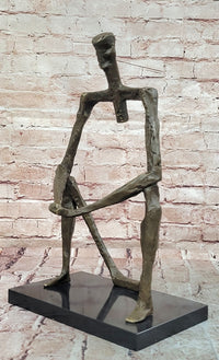 Abstract Modern Art of a Man Giacometti Inspired Bronze Sculpture Figurine Statue