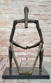 Abstract Modern Art of a Man Giacometti Inspired Bronze Sculpture Figurine Statue
