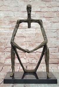 Abstract Modern Art of a Man Giacometti Inspired Bronze Sculpture Figurine Statue