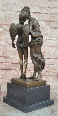 Handmade Bronze Sculpture Angel 'Psyche and Eros Statue Figure Cupid