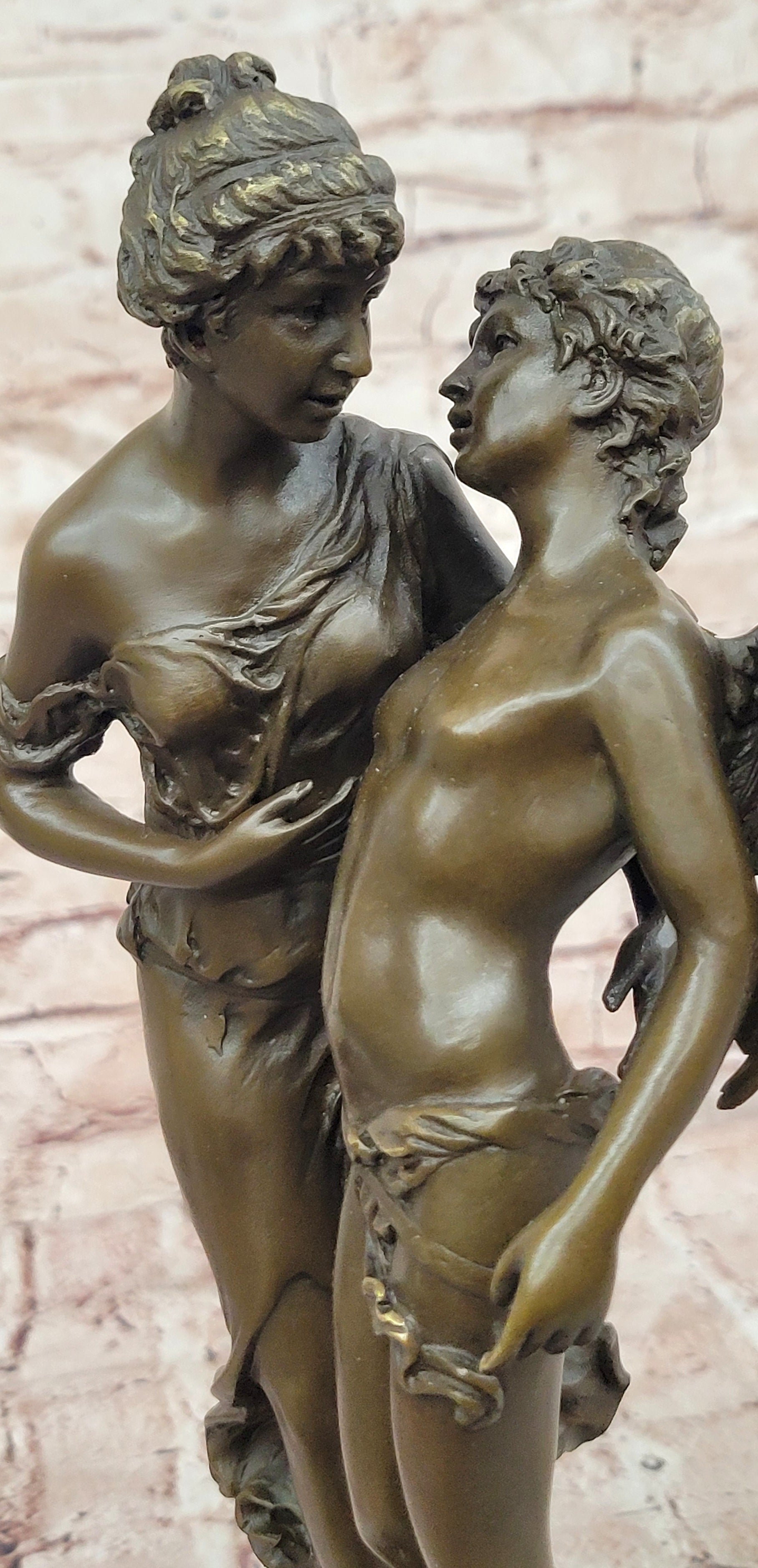 Handmade Bronze Sculpture Angel 'Psyche and Eros Statue Figure Cupid