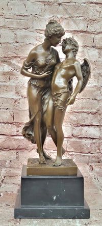 Handmade Bronze Sculpture Angel 'Psyche and Eros Statue Figure Cupid