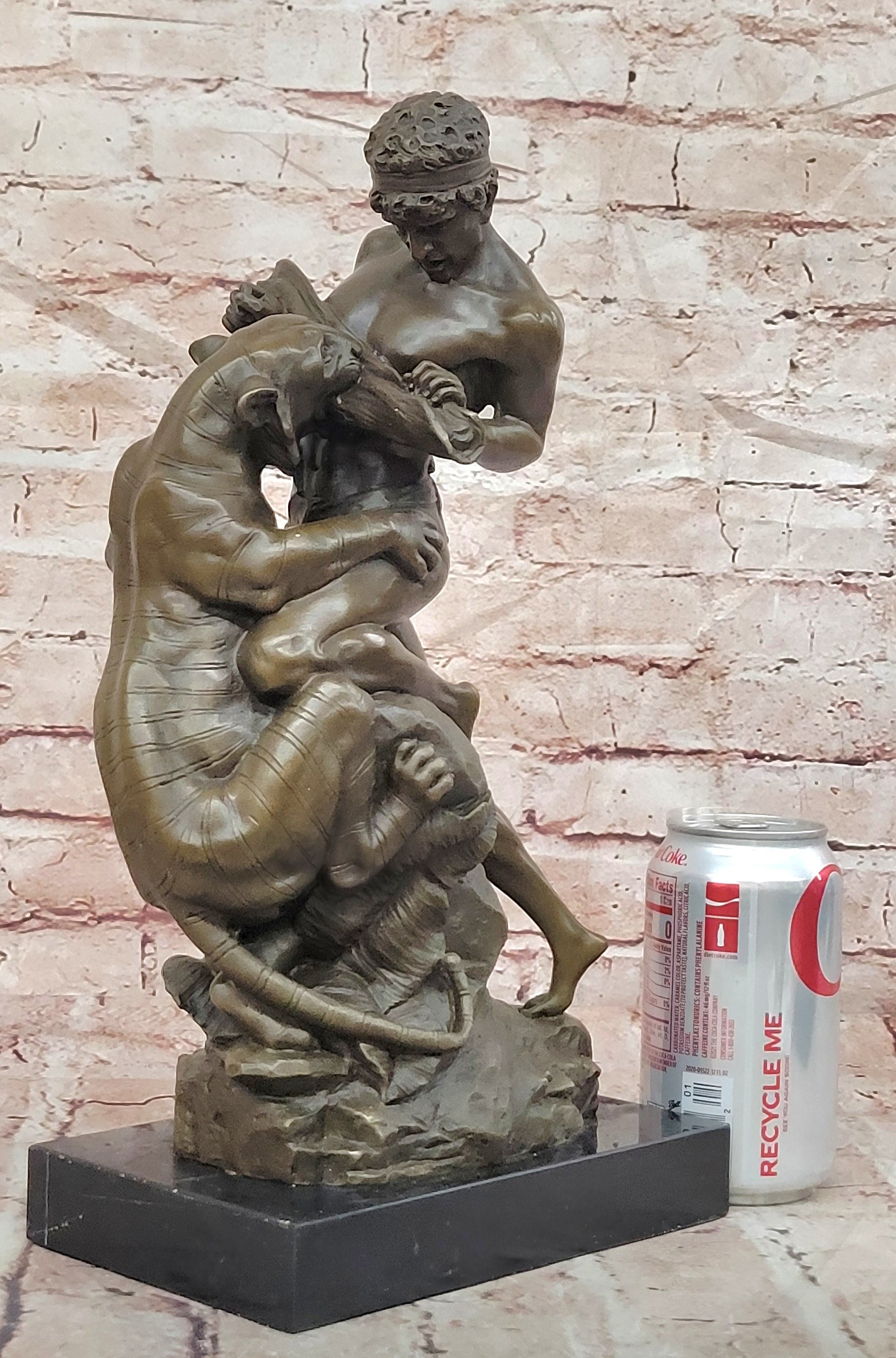 Hand Made Powerful Bronze Sculpture Fight for Life by Edouard Drouot Figurine
