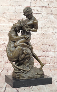 Hand Made Powerful Bronze Sculpture Fight for Life by Edouard Drouot Figurine