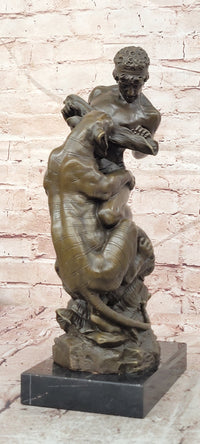 Hand Made Powerful Bronze Sculpture Fight for Life by Edouard Drouot Figurine