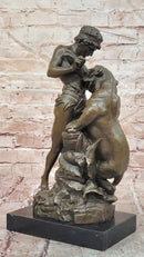 Hand Made Powerful Bronze Sculpture Fight for Life by Edouard Drouot Figurine
