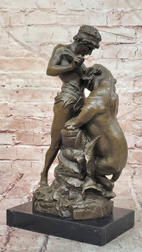 Hand Made Powerful Bronze Sculpture Fight for Life by Edouard Drouot Figurine