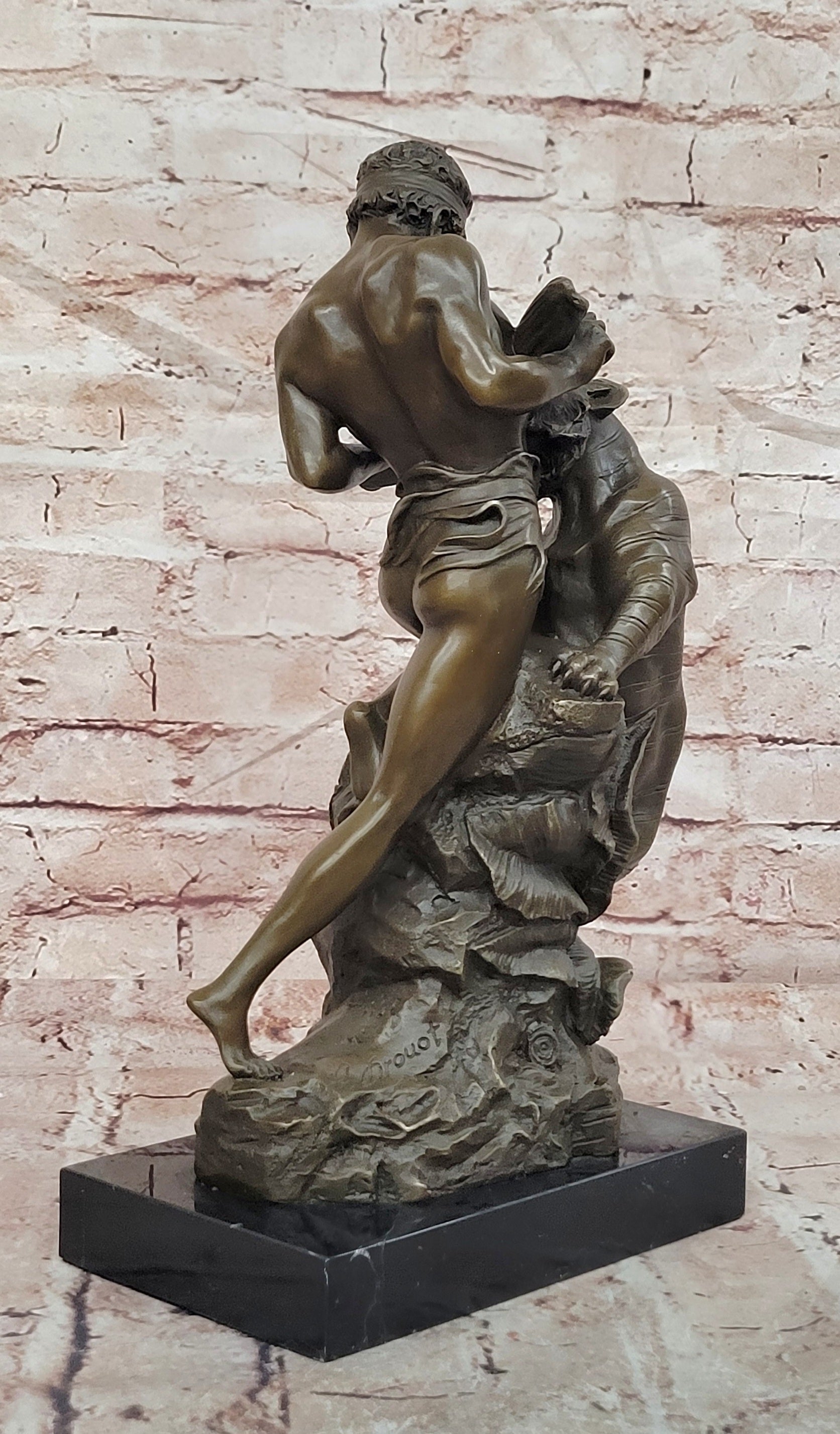 Hand Made Powerful Bronze Sculpture Fight for Life by Edouard Drouot Figurine