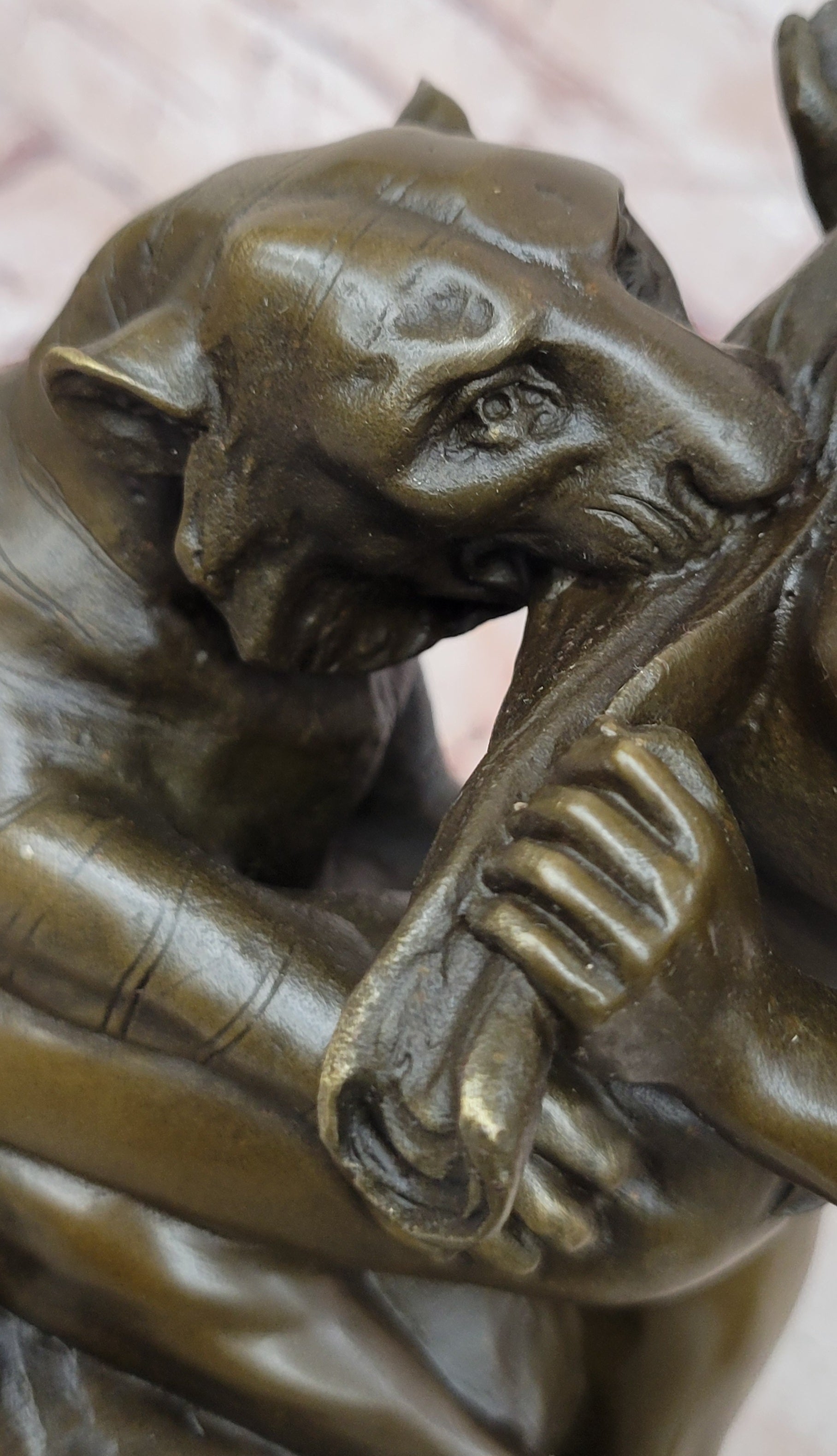 Hand Made Powerful Bronze Sculpture Fight for Life by Edouard Drouot Figurine
