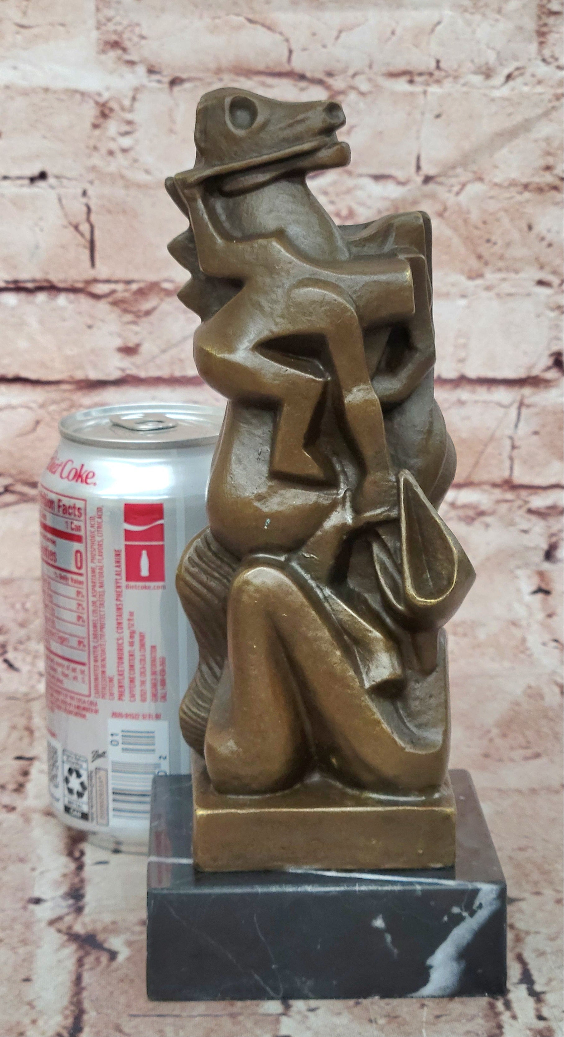 Abstract Cubist Woman with Horse Bronze Sculpture After Willem Reijers Modernist Art