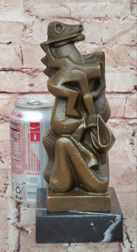Abstract Cubist Woman with Horse Bronze Sculpture After Willem Reijers Modernist Art