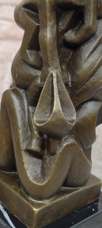 Abstract Cubist Woman with Horse Bronze Sculpture After Willem Reijers Modernist Art