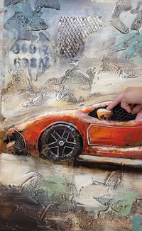 Luxury Sports Car Orange Lamborghini Ferrari 3D Wall Art