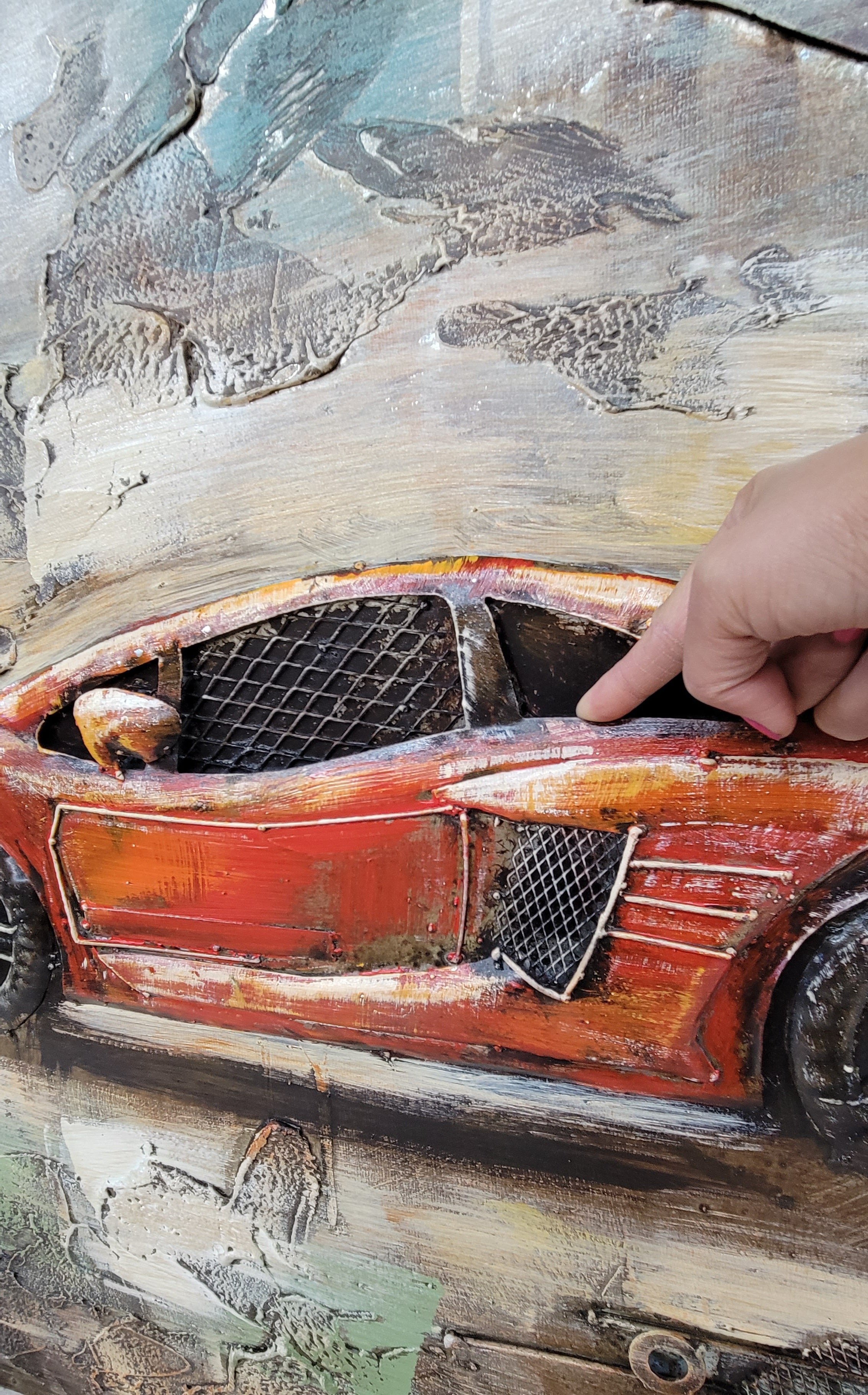 Luxury Sports Car Orange Lamborghini Ferrari 3D Wall Art