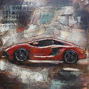 Luxury Sports Car Orange Lamborghini Ferrari 3D Wall Art