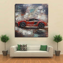 Luxury Sports Car Orange Lamborghini Ferrari 3D Wall Art