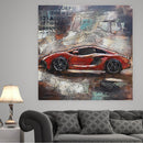 Luxury Sports Car Orange Lamborghini Ferrari 3D Wall Art