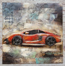 Luxury Sports Car Orange Lamborghini Ferrari 3D Wall Art