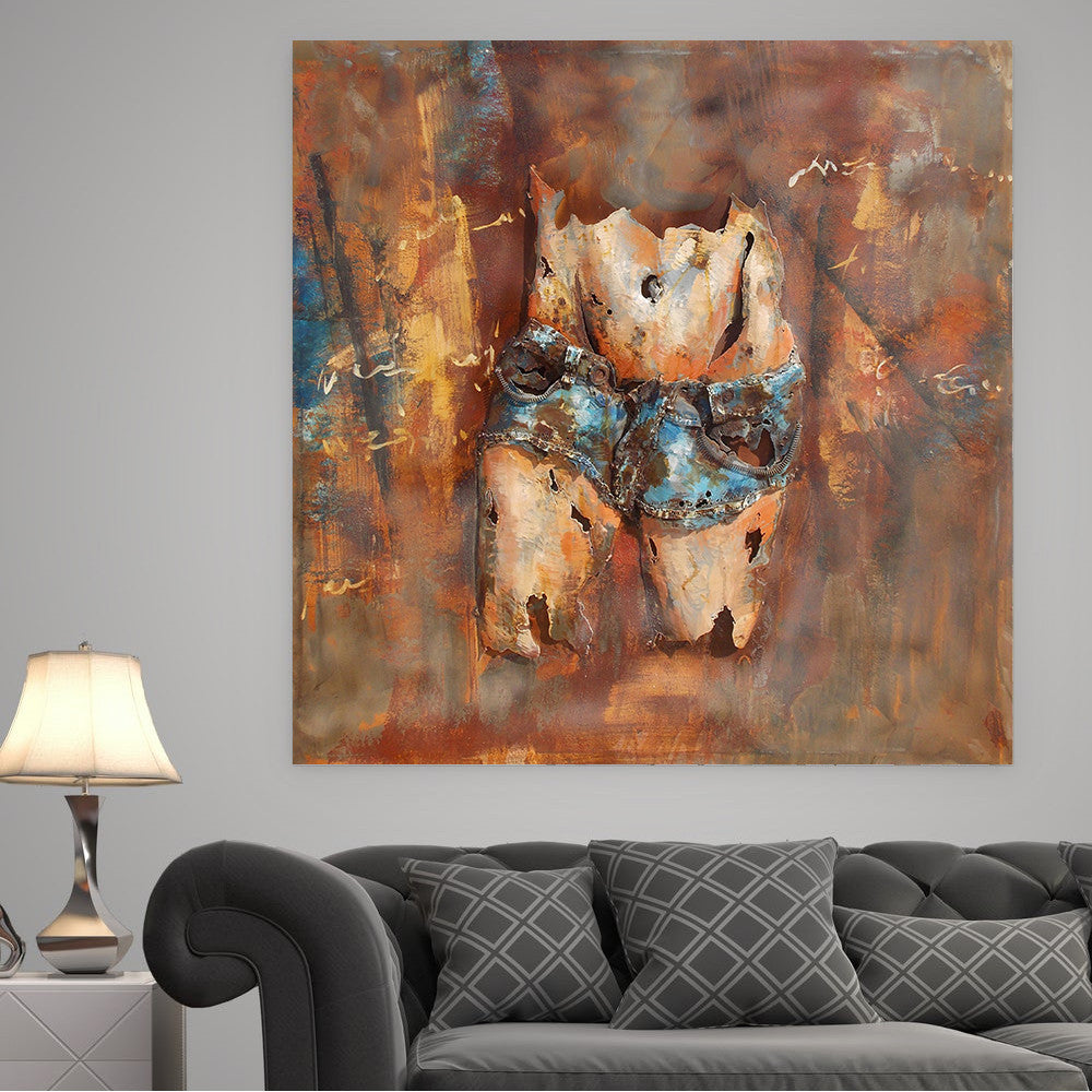Bare Midriff Female Figure in Jean Shorts 3D Wall Art