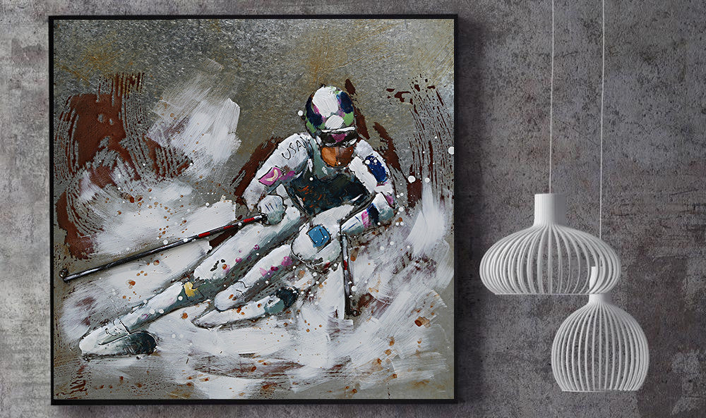 Downhill Skier USA Olympic Team 3D Metal Cutout Wall Art