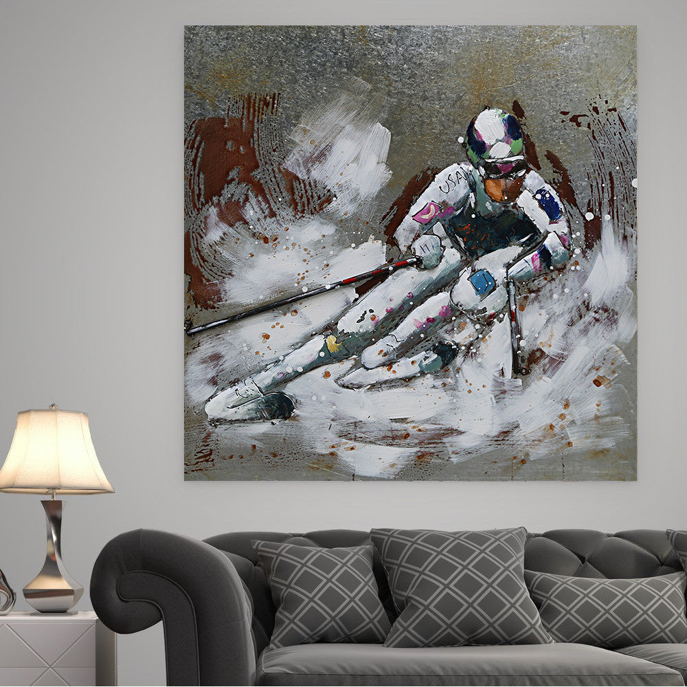 Downhill Skier USA Olympic Team 3D Metal Cutout Wall Art