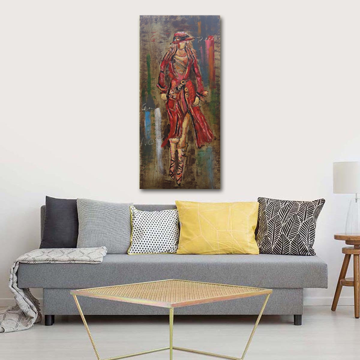 Fashion Icon Model Girl 3D Mixed Media Wall Art