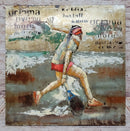 Female Tennis Player 3D Mixed Media Wall Art Metal Cutout