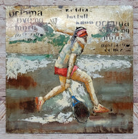 Female Tennis Player 3D Mixed Media Wall Art Metal Cutout