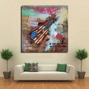 Colorful Abstract Guitar American Flag 3D Oil Painting Metal Canvas