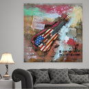 Colorful Abstract Guitar American Flag 3D Oil Painting Metal Canvas