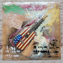 Colorful Abstract Guitar American Flag 3D Oil Painting Metal Canvas