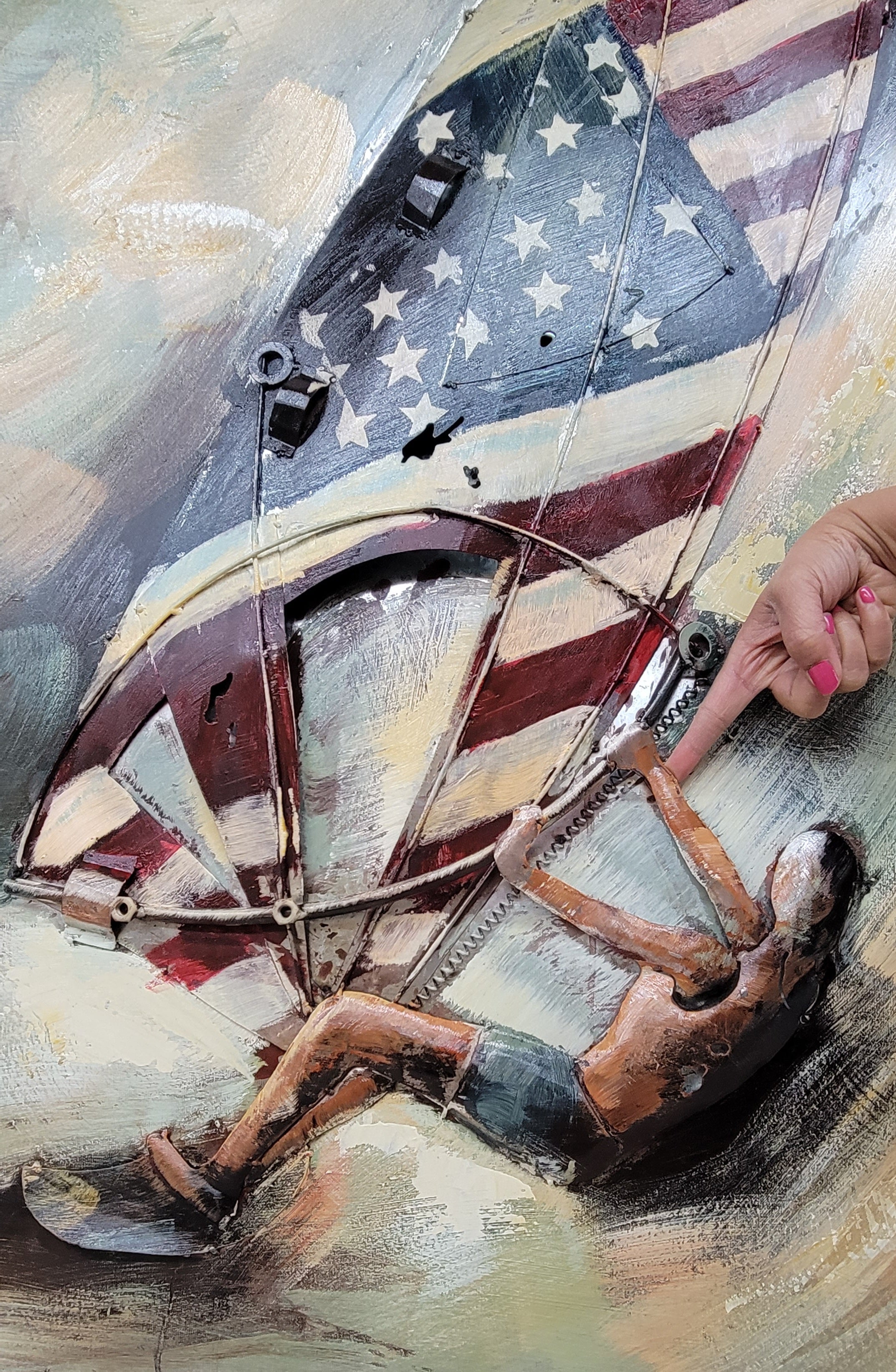 Windsurfing American Flag 3D Wall Art Mixed Media Metal Wood
