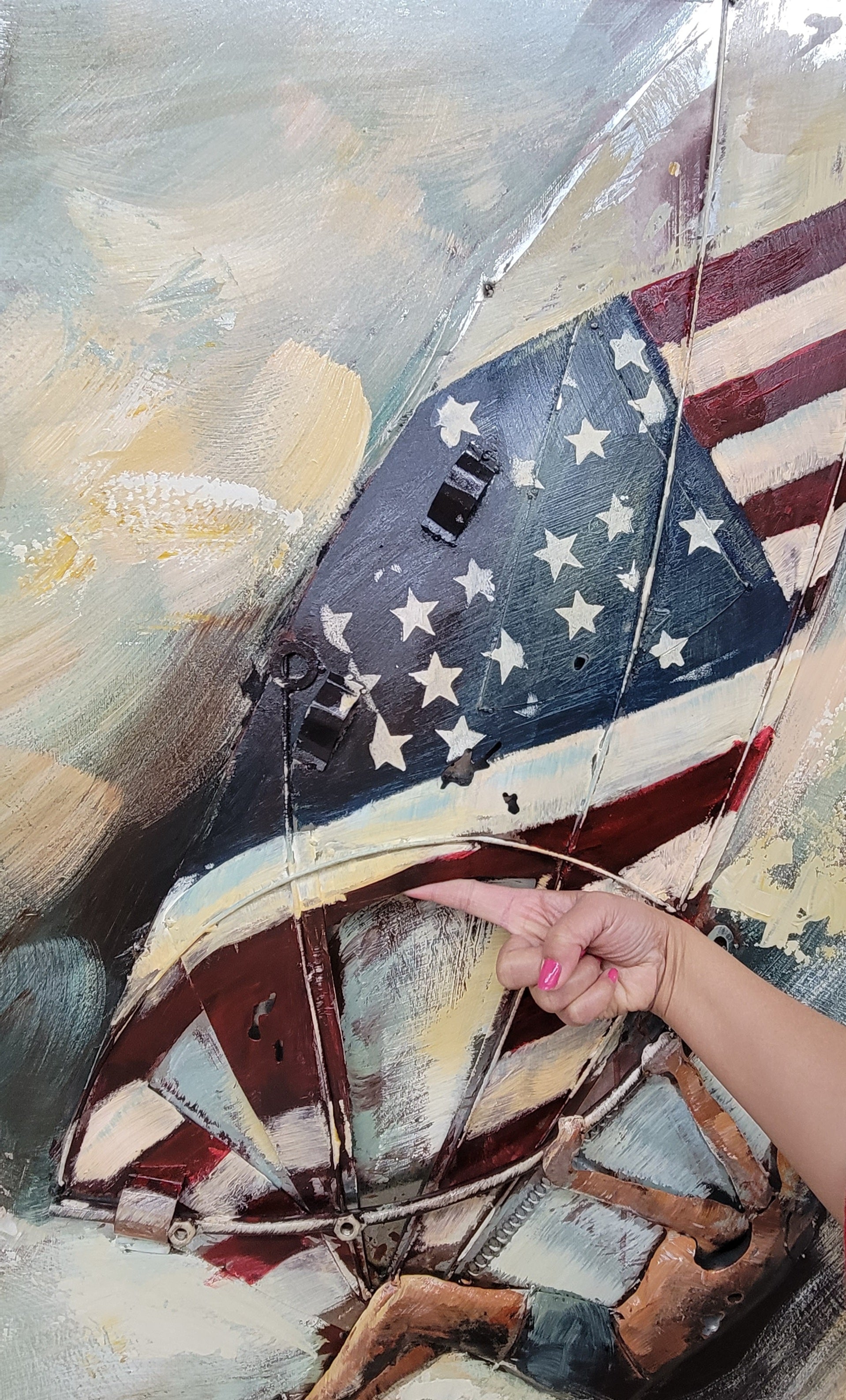Windsurfing American Flag 3D Wall Art Mixed Media Metal Wood