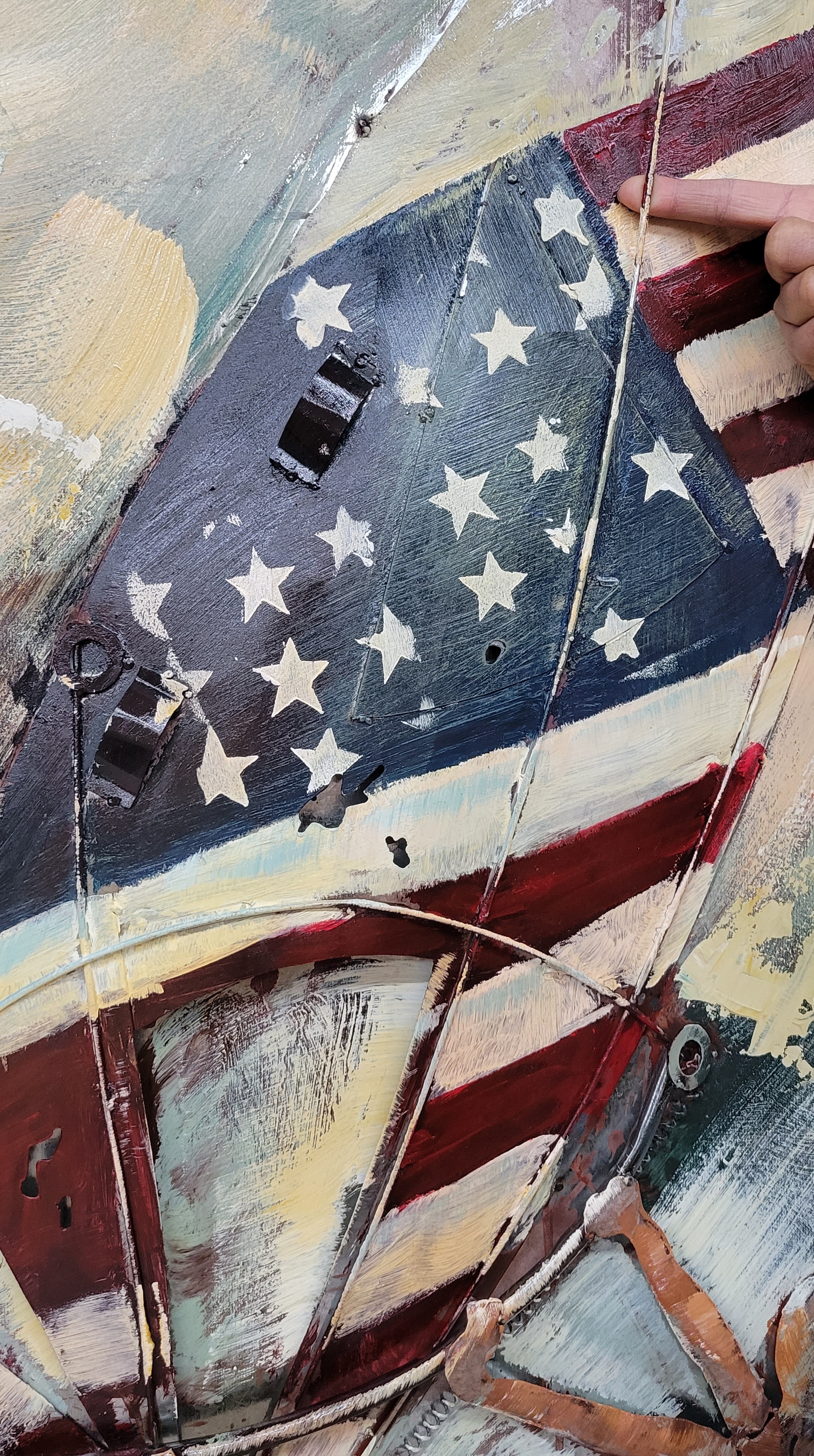 Windsurfing American Flag 3D Wall Art Mixed Media Metal Wood
